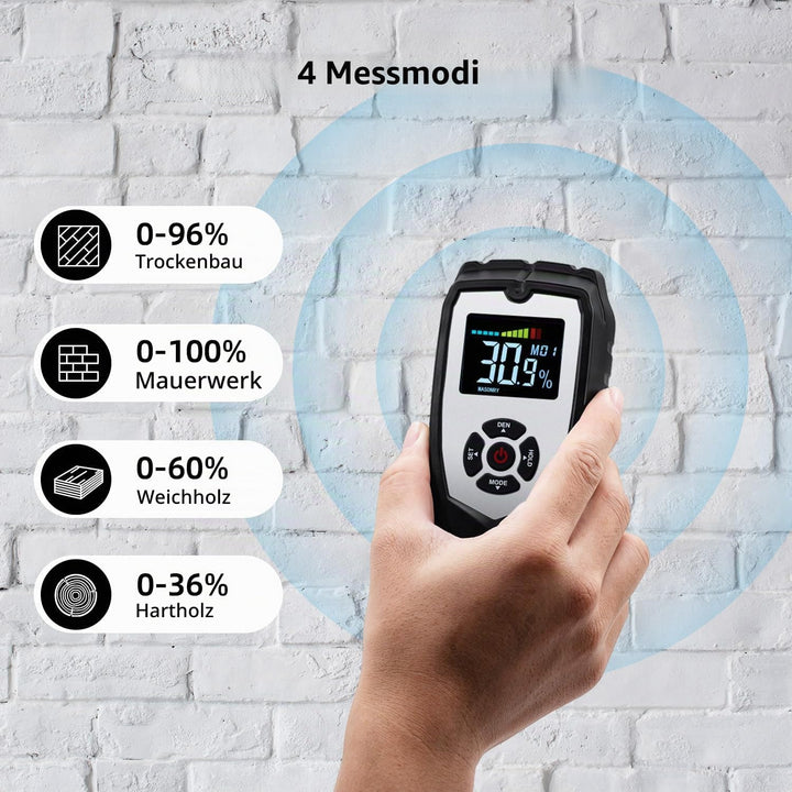 Mcbazel Digital Feuchtigkeitsmessgerät Wand Feuchtemessgerät Mauerwerk Feuchtigkeitsmesser Wand für
