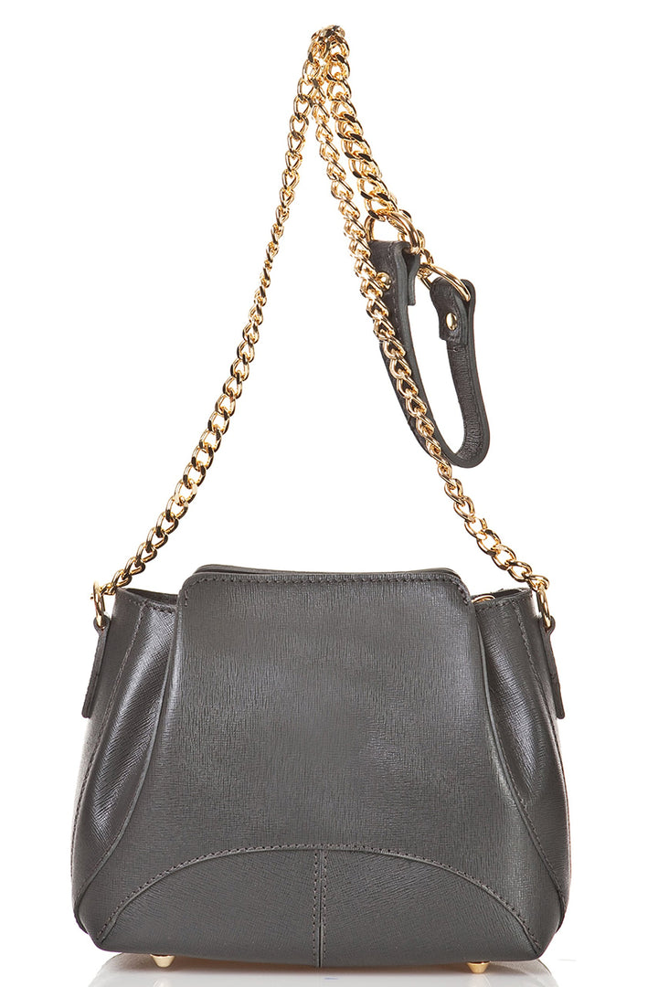 Lederhandtasche Turin aus echtem Leder, Damentasche Anthrazit Grau, Italienische Frauentasche, Handt