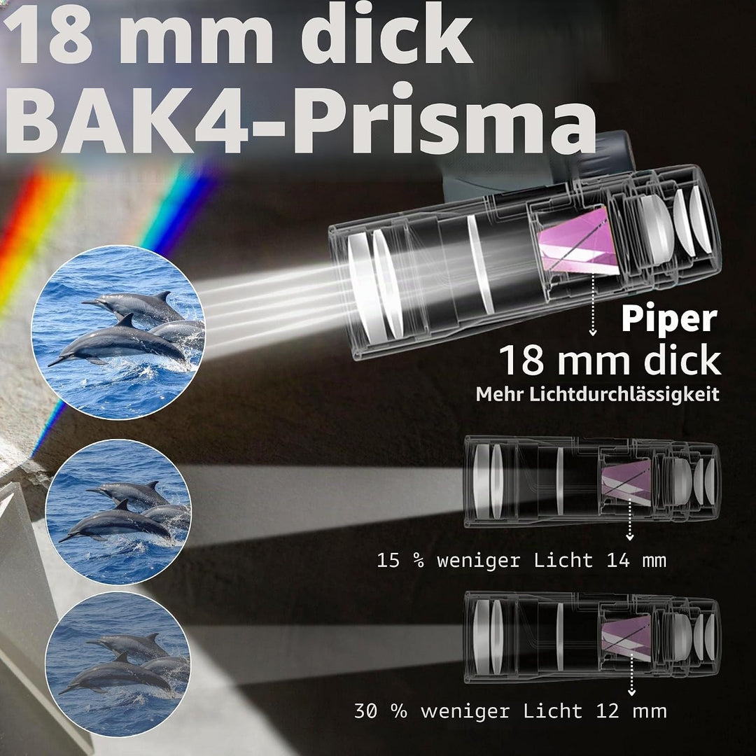 Gosky Monokulares Teleskop, Piper 12 x 55 Hochauflösendes Monokular für Erwachsene mit BAK4-Prisma u