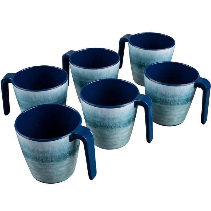 Melamin Geschirr Set Adria Blue für 6 Personen Blau - Steingutoptik Spülmaschinengeeignet Essgeschir