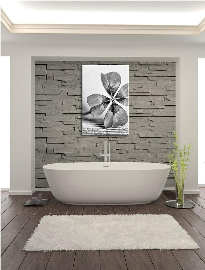 Pixxprint Glücks Kleeblatt mit 4 Blättern als Leinwandbild/Grösse: 100x70 / Wandbild/Kunstdruck/fert