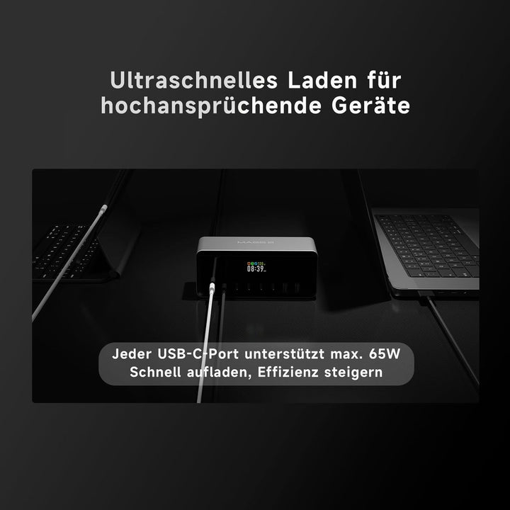 ISDT MASS2 200W USB C Ladegerät,8-Port Schnellladegerät Mehrfach Netzteil mit Weckerfunktion&Zeitges