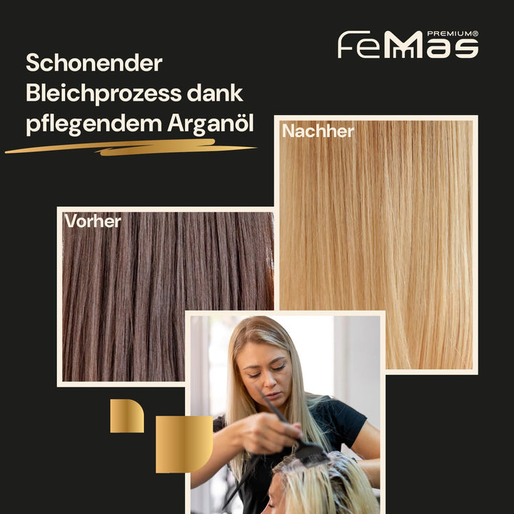 FemMas Blondierpulver blau 1000g I ultra stark & staubfrei I Blondierungspulver mit Plex-Technologie