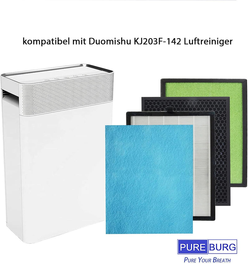 PUREBURG Ersatzfilter kompatibel mit Duomishu ‎KJ203F-142 Luftreiniger und Acekool AF1 Luftreiniger,