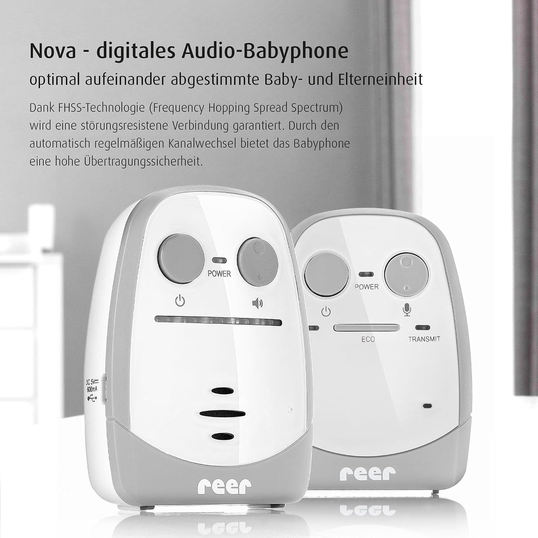 Reer Nova Babyphone vom Erfinder der Babyphone, mit Lautstärke-Regulierung und optischer Geräusch-An