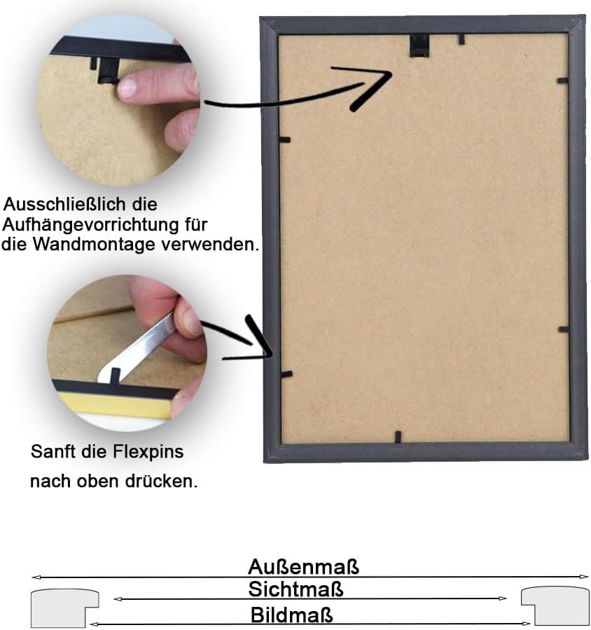IDEAL TREND 2er 3er 5er 10er Pack Dokument Bilderrahmen 21x29,7 DIN A4 Urkunde Foto Rahmen: Farbe: 1
