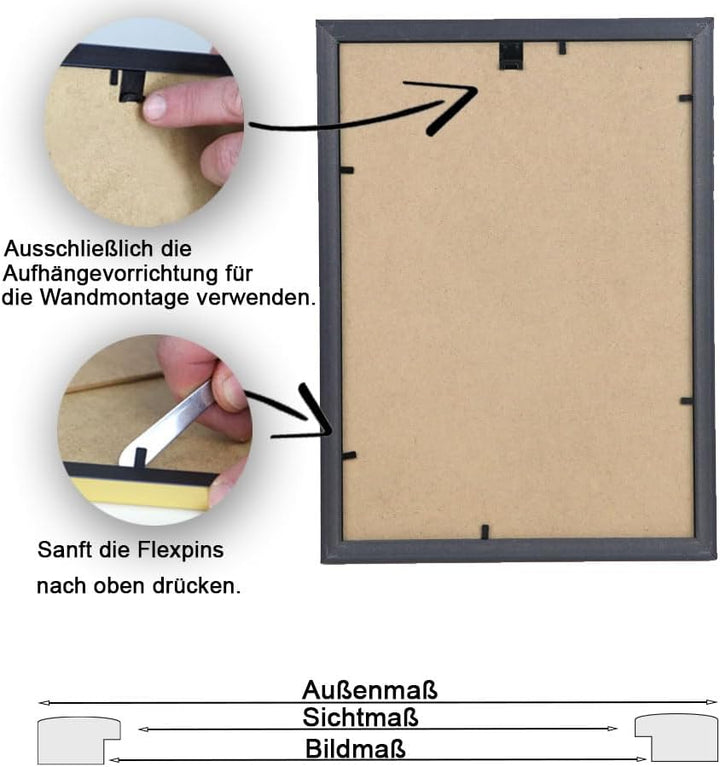 IDEAL TREND 2er 3er 5er 10er Pack Dokument Bilderrahmen 21x29,7 DIN A4 Urkunde Foto Rahmen: Farbe: 1