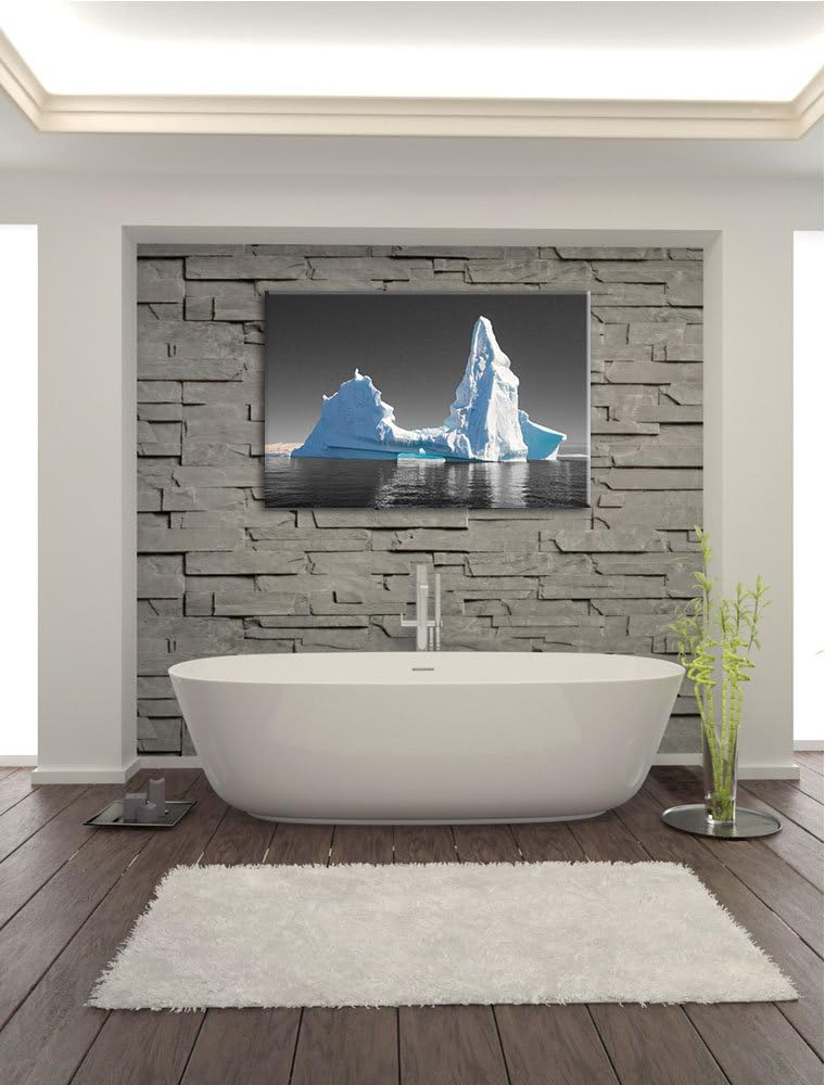eindrucksvoller Eisberg schwarz/weiss Format: 100x70 auf Leinwand, XXL riesige Bilder fertig gerahmt