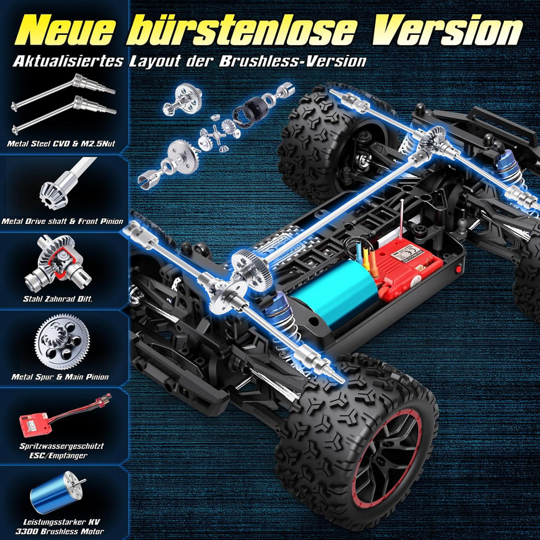 HAIBOXING 1:18 Ferngesteuertes Auto Bürstenlose, 4WD RC Auto 48+km/h Hochgeschwindigkeits RC Monster