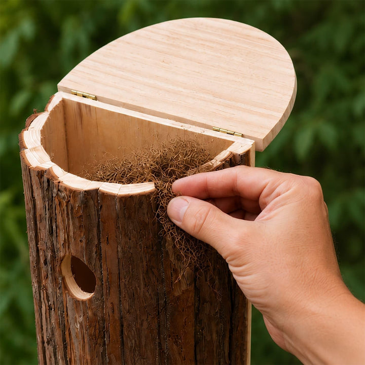 CKB LTD Vogelhaus Nistkasten aus natürlicher Rinde, Holz, einfacher Zugriff, rustikaler Nistkasten m