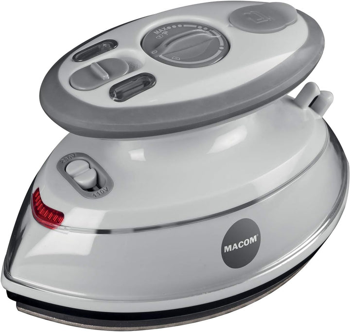 Macom Mini-Reisebügeleisen, 500 W, schnelles Aufheizen, doppelseitige Antihaft-Bügelsohle, doppelte