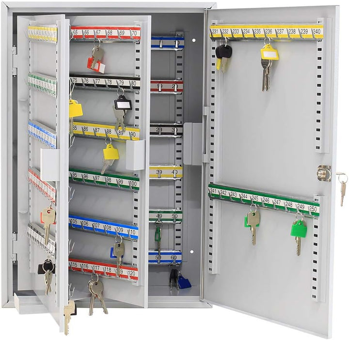 Rottner Schlüsselschrank Eintürig S 250 mit Zylinderschloss, Lichtgrau, 250 Schlüsselanhänger gratis