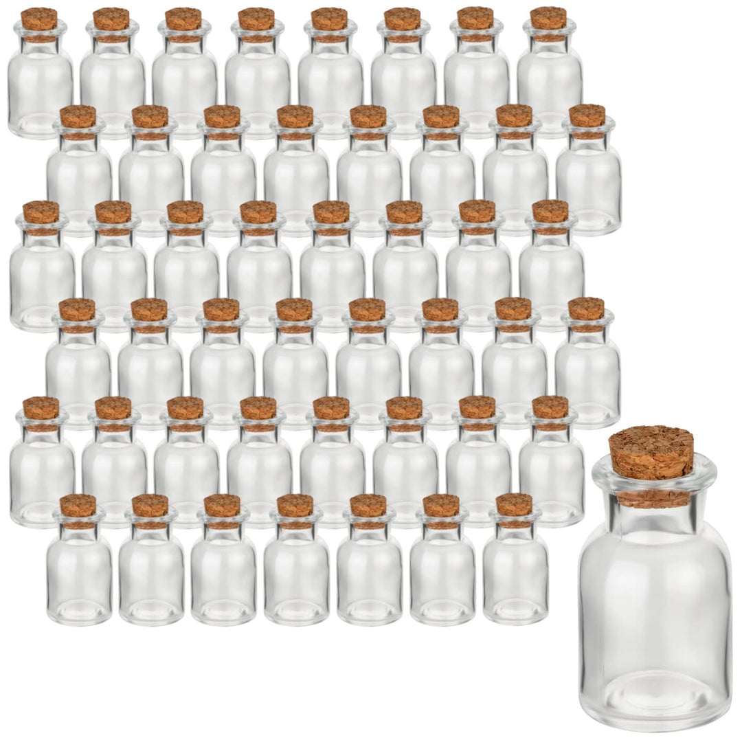 gouveo 48er Set Gewürzgläser 30 ml rund mit Korken - Kleine Korkengläser mit Korkverschluss - Leere