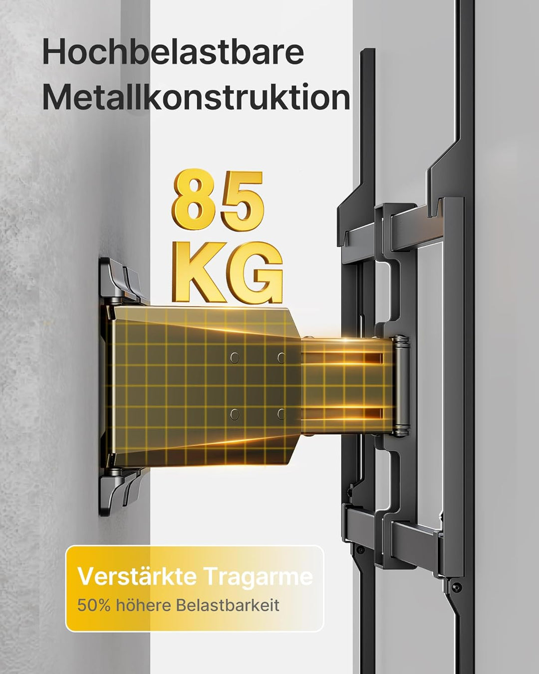 monTEK Hochbelastbare Ultra Slim TV Wandhalterung für 50-100 Zoll Fernseher bis zu 85kg, Schwenk &amp; N
