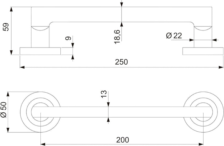 Emuca - Griff mit Rosetten mit 50 mm Durchmesser, Griff mit geradem Design für Schiebetür, Aluminium