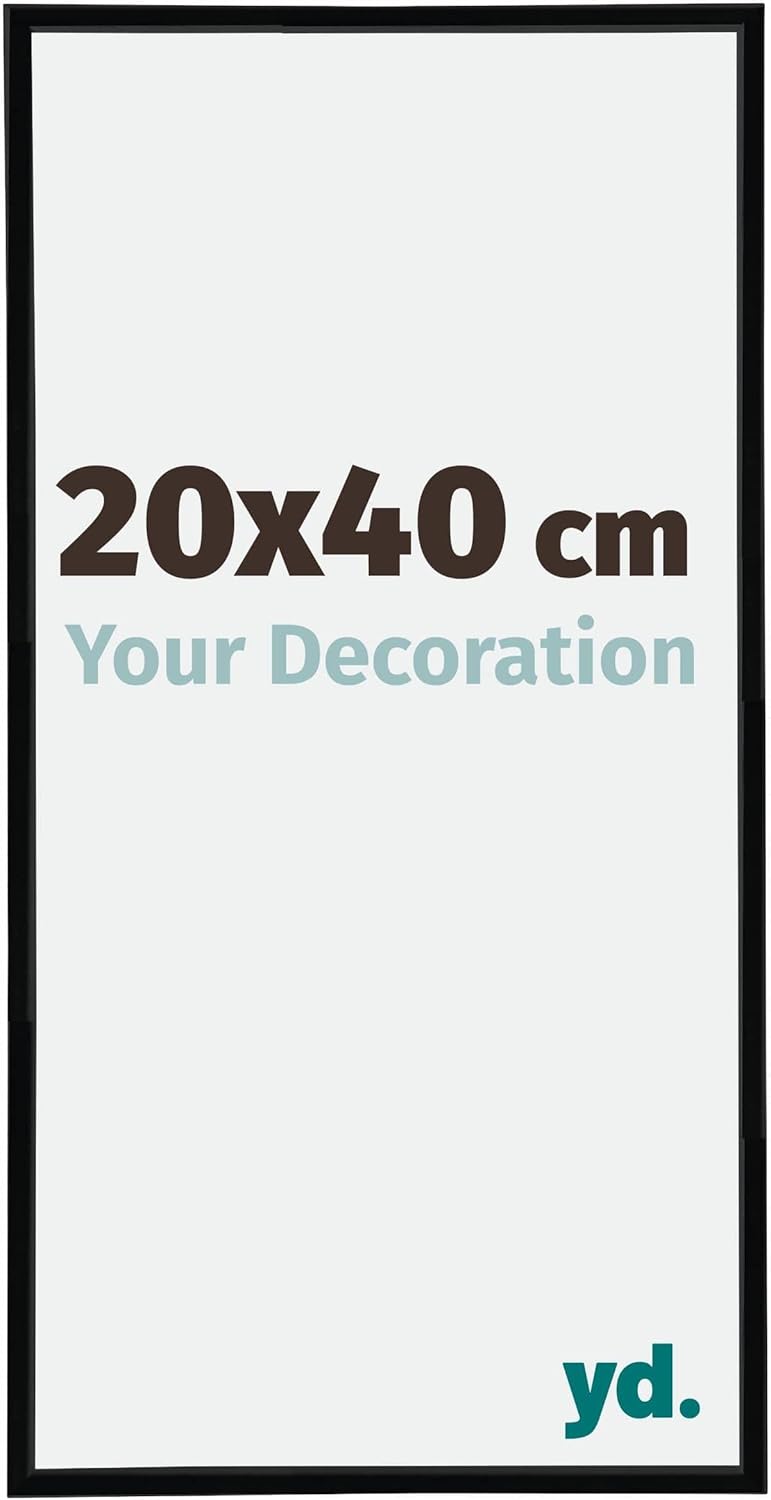 yd. Your Decoration - Bilderrahmen 20x40 cm - Schwarz Hochglanz - Bilderrahmen aus Kunststoff mit An