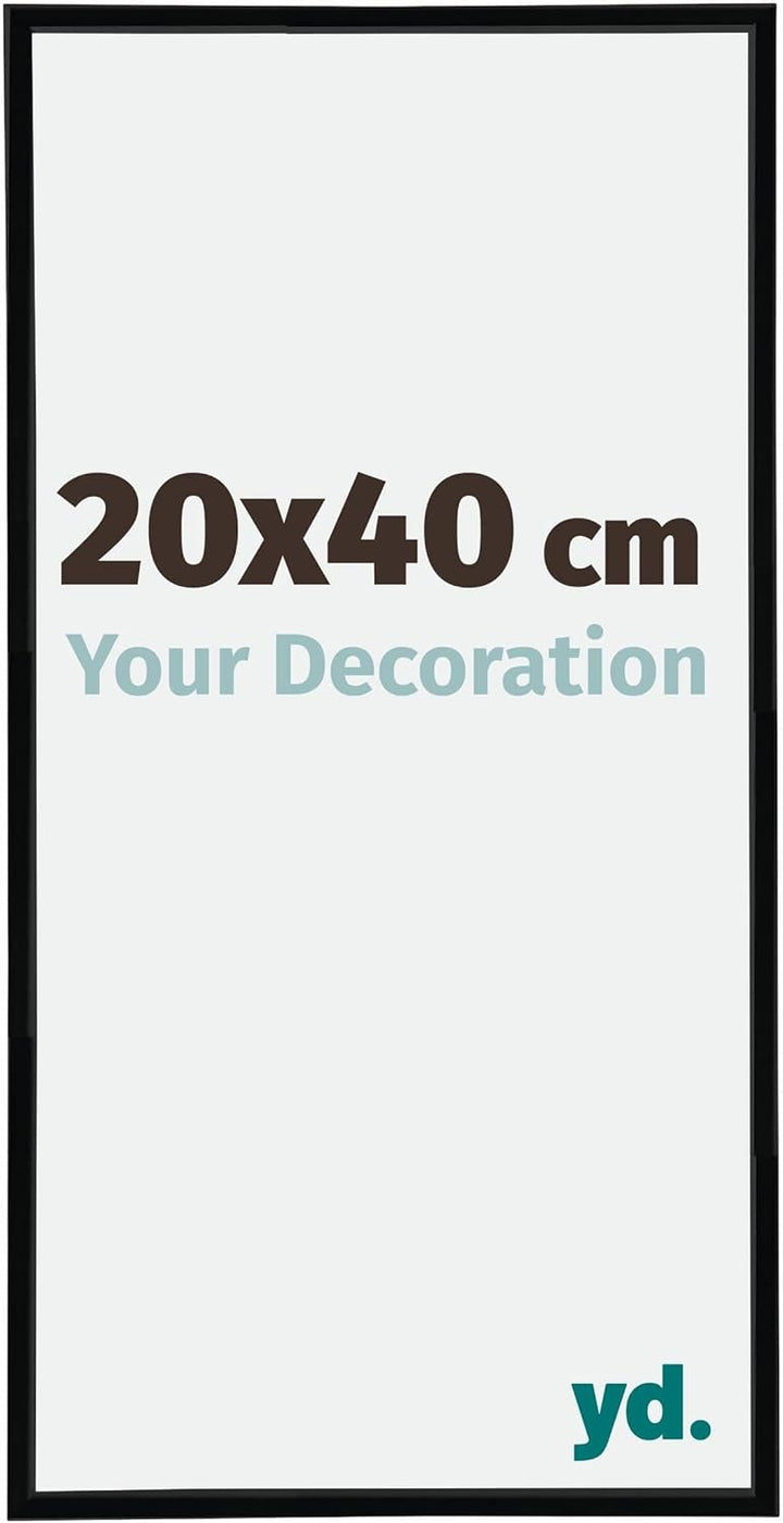 yd. Your Decoration - Bilderrahmen 20x40 cm - Schwarz Hochglanz - Bilderrahmen aus Kunststoff mit An
