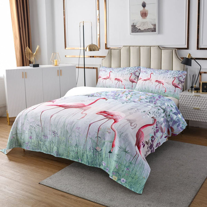 Flamingo Tagesdecke 220x240, Rosa Flamingo Bettwäsche Set Hawaiian Tropical Bird Animals Bettdecke S