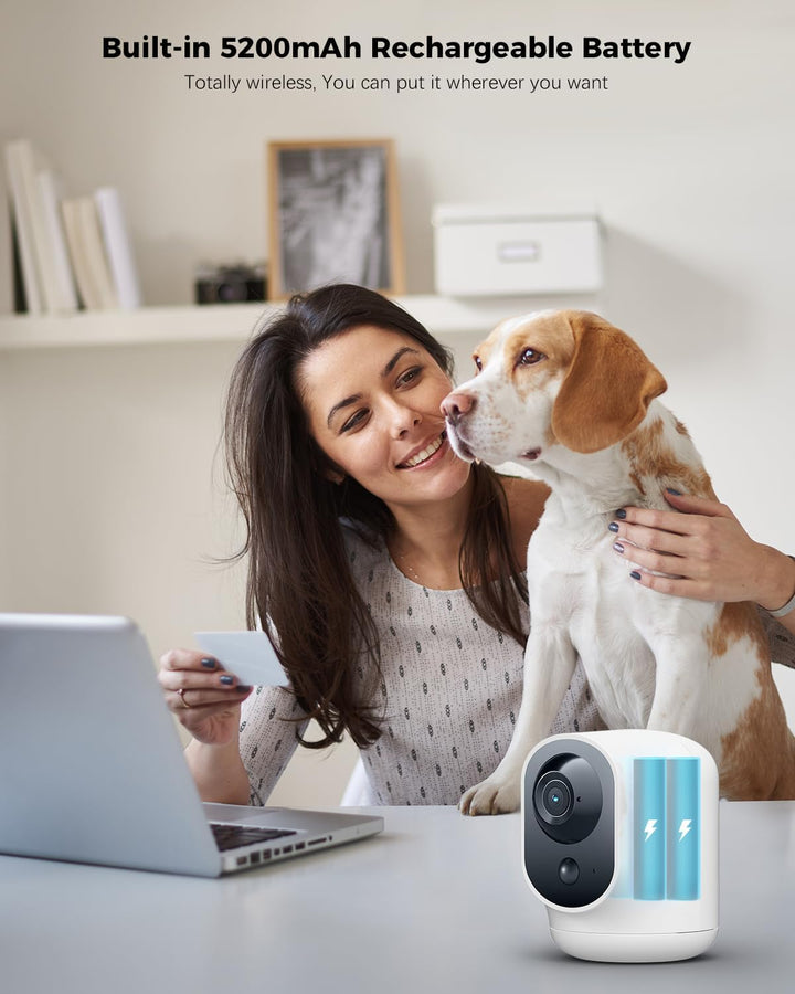 COCOCAM 2PCS 2K Überwachungskamera Innen WLAN mit 5200mAh Akku, kabelloser 355°P 90°T, Baby Monitor