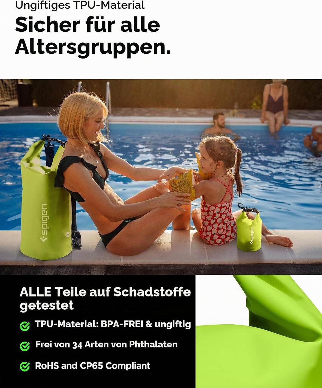 Spigen Aqua Shield wasserdichte Tasche Set [20L+2L] Dry Bag wasserfester Rucksack Beutel für Strand