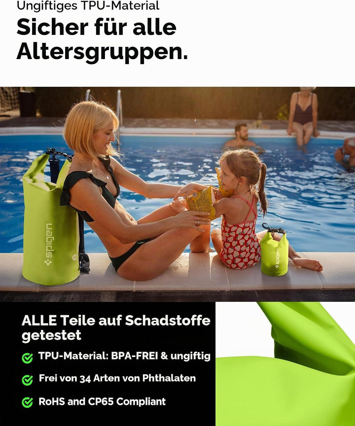 Spigen Aqua Shield wasserdichte Tasche Set [20L+2L] Dry Bag wasserfester Rucksack Beutel für Strand