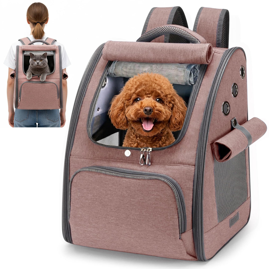 ALLSOPETS Katzenrucksack, Faltbarer Atmungsaktiver Hunderucksack mit Sonnenschutz für Klein Hunde un