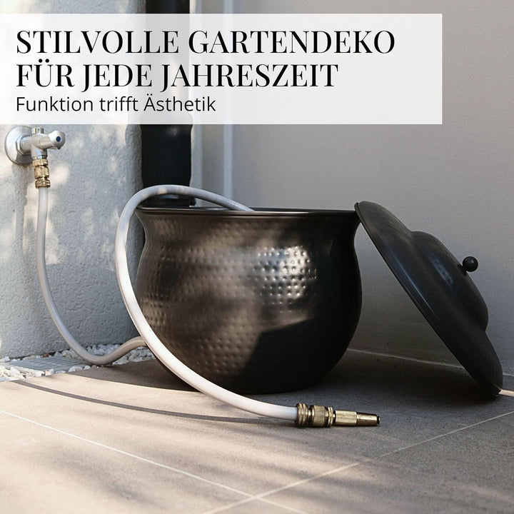 Livlig53 LIVLIG Schlauchtopf zur Aufbewahrung von Gartenschläuchen, Schlauchkübel aus Metall für fle