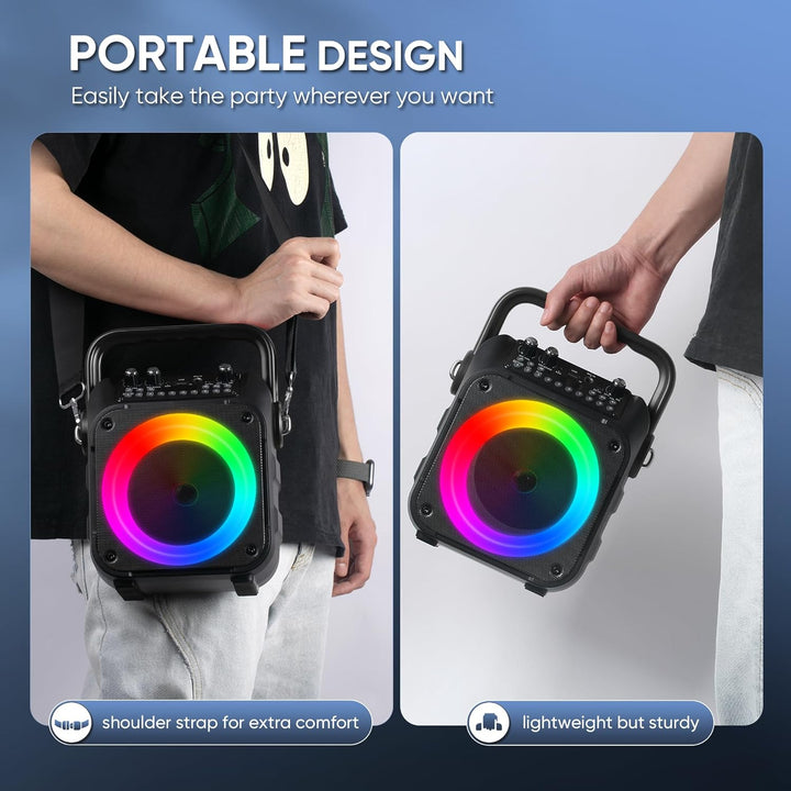 Wowstar Tragbare Karaoke Maschine mit 2 kabellose Mikrofone, Bluetooth Lautsprecher Box für Erwachse