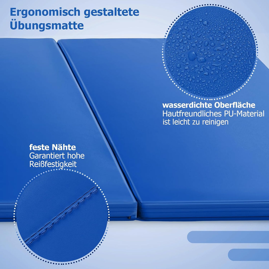 GOPLUS Turnmatte klappbar, 300×117×5cm Weichbodenmatte mit 2 Tragegriffen & Klettverschlüssen, Gymna
