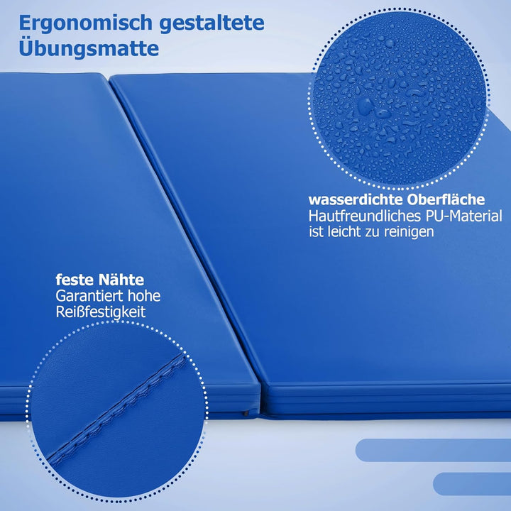 GOPLUS Turnmatte klappbar, 300×117×5cm Weichbodenmatte mit 2 Tragegriffen & Klettverschlüssen, Gymna