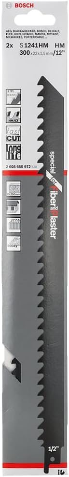 Bosch Professional 2 Stück Säbelsägeblatt S 1241 HM Endurance for Aerated Concrete (für Porenbeton,