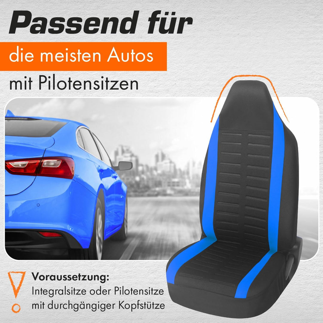 Upgrade4cars Autositzbezüge Set für Pilotensitze | Autositzbezug Komplettset in Blau | Autoschonbezü