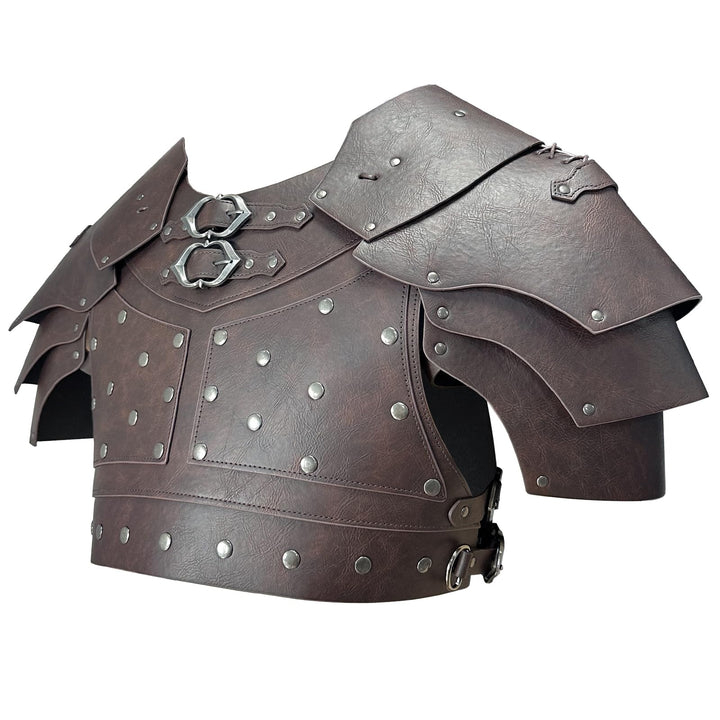 HiiFeuer Mittelalterliche Kunstleder-Brustpanzerung, Vintage Pauldron Schulter Rüstung Einstellbare