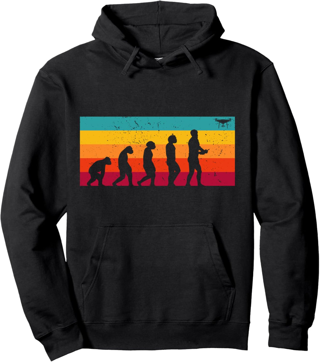 Retro Drohne Evolution Drohnenpilot Hobby Drone Geschenk Pullover Hoodie