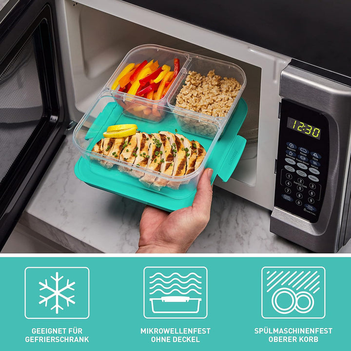 Sistema Nest IT Frischhaltedosen Meal Prep Boxen | 1,9 l luftdichte Vorratsdosen mit DREI Fächern un