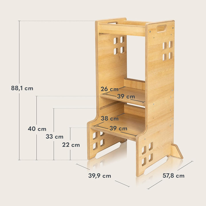 Lionelo CASS Kitchen Helper Küchenhelfer 2in1 Montessori Lernturm Ab 1 Jahr Höhenverstellbarer Siche
