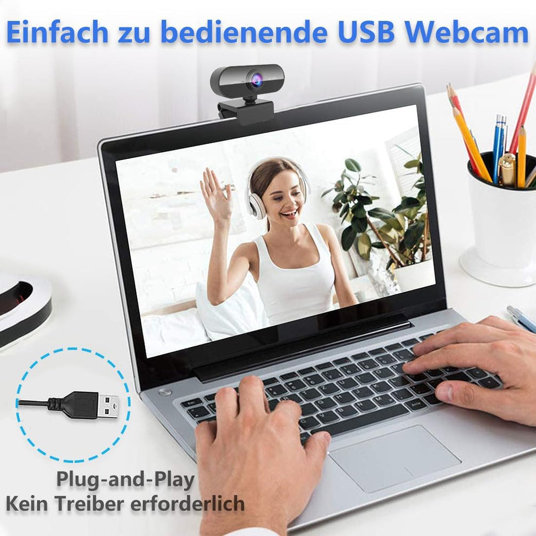 Webcam mit Mikrofon,1080P Full HD Kamera PC Laptop,USB Web Cam Plug&Play,Externe Streaming Camera,Mi