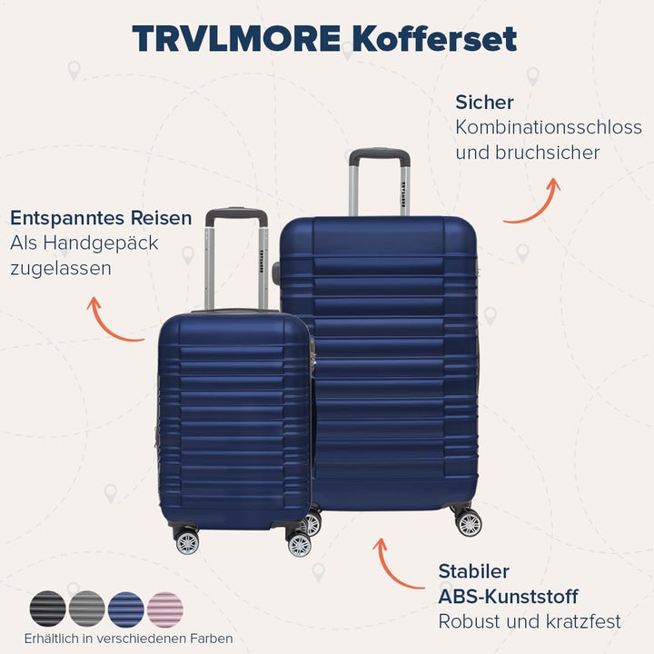 TRVLMORE Koffer & Trolleys - Koffer Set, Kofferset 2 Teilig, Handgepäck Koffer, Hartschalenkoffer Gr