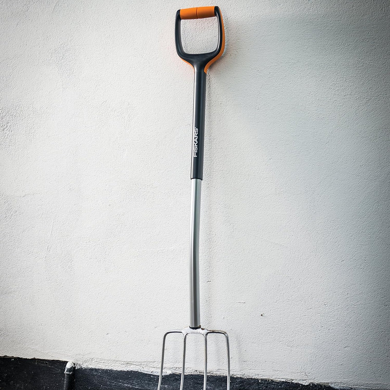 Fiskars Kompostgabel mit 4 Zinken, Länge: 120 cm, Qualitätsstahl-Zinken/Glasfaserverstärkter Kunstst