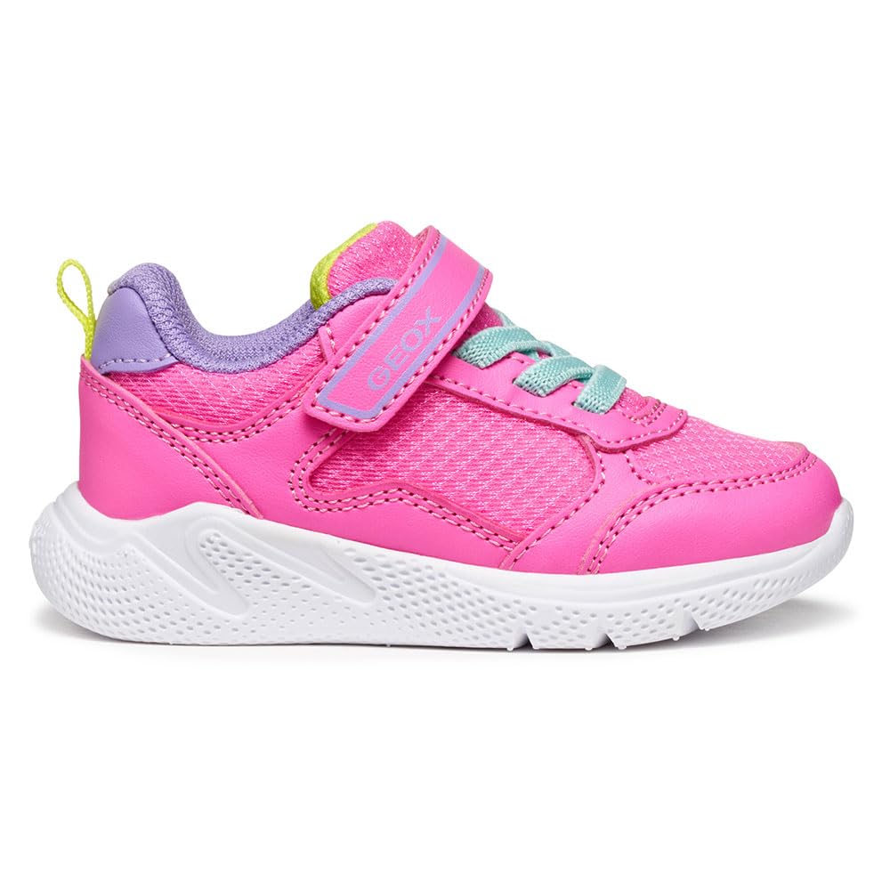 Geox Baby-Mädchen B Sprintye Girl Sneaker 20 EU Fluo Fuchsia Dk Lila, 20 EU Fluo Fuchsia Dk Lila