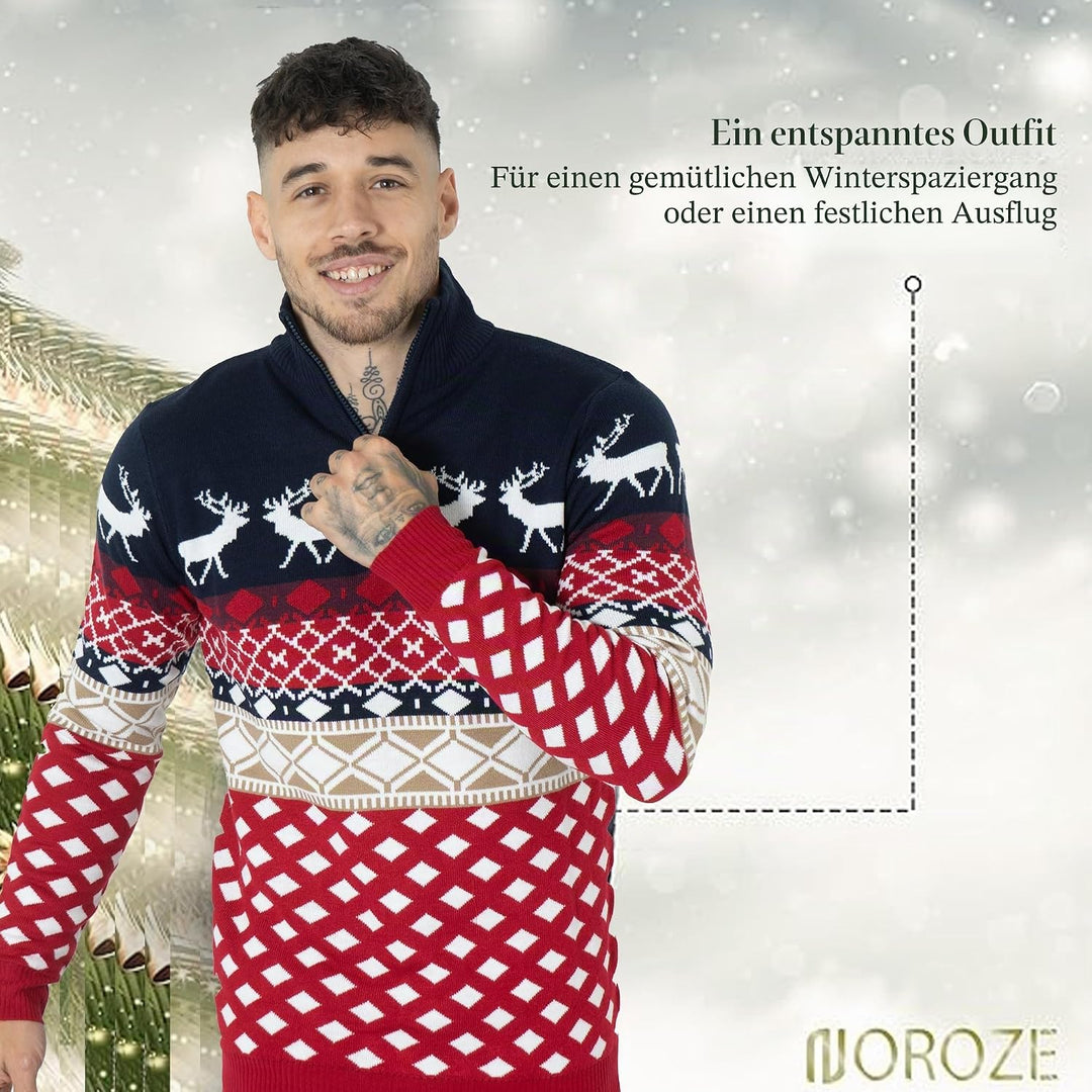 NOROZE Herren Weihnachten Pullover Neuheit Faire Insel Jumper Grobstrick Pulli für Frauen Unisex S N