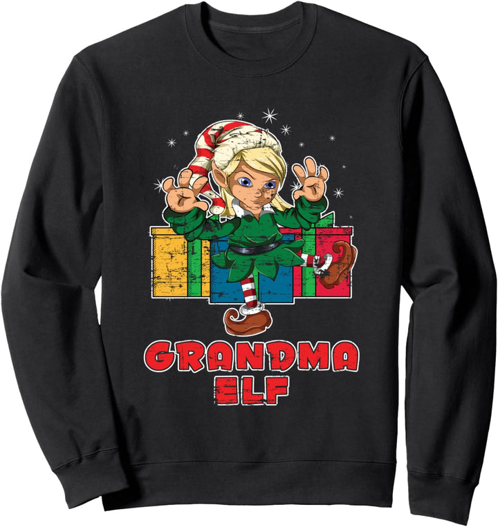 Oma Elfe Partnerlook Outfit Geschenk Weihnachtselfe Sweatshirt