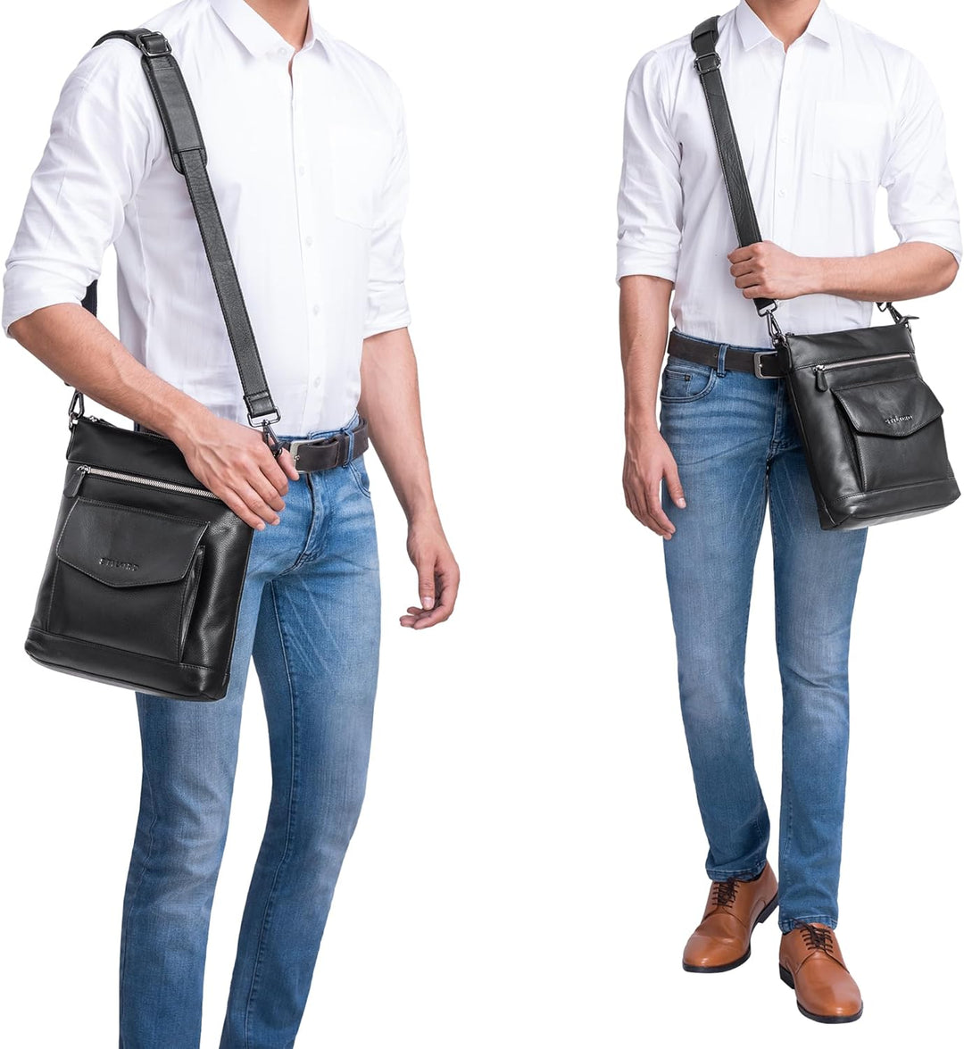 STILORD 'Mailo' Vintage Ledertasche Moderne Umhängetasche für Damen und Herren Schultertasche für 13