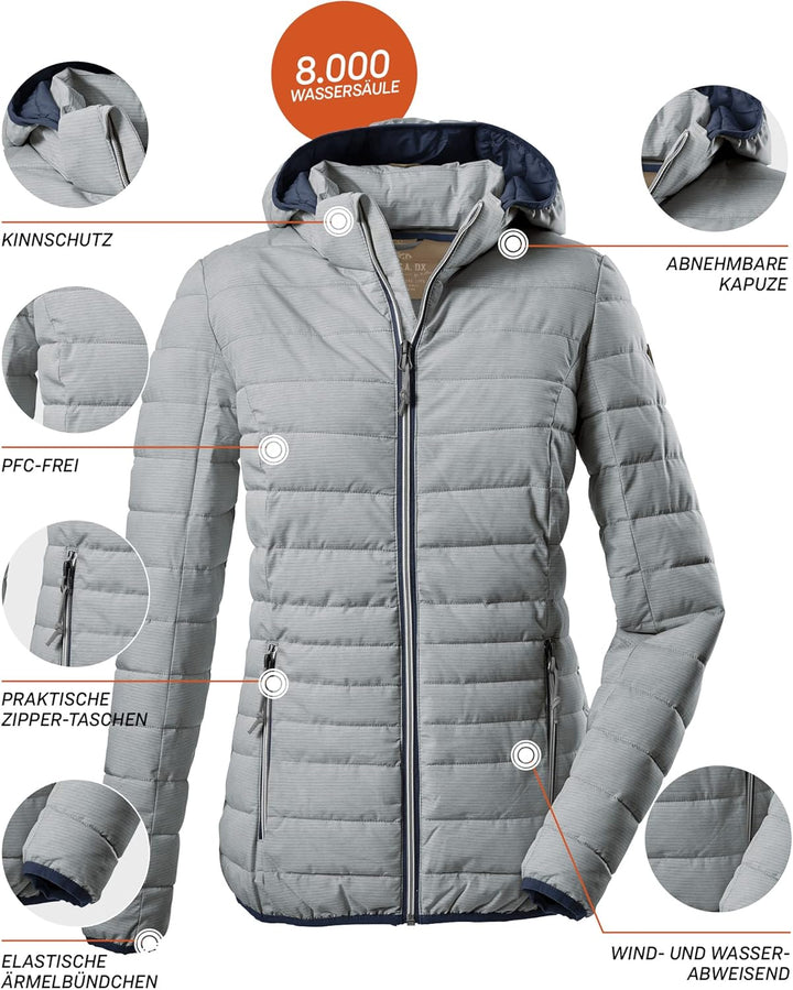 G.I.G.A. DX Damen Uyaka Stripe Casual Funktionsjacke In Daunenoptik Mit Abzippbarer Kapuze 48 dunkel