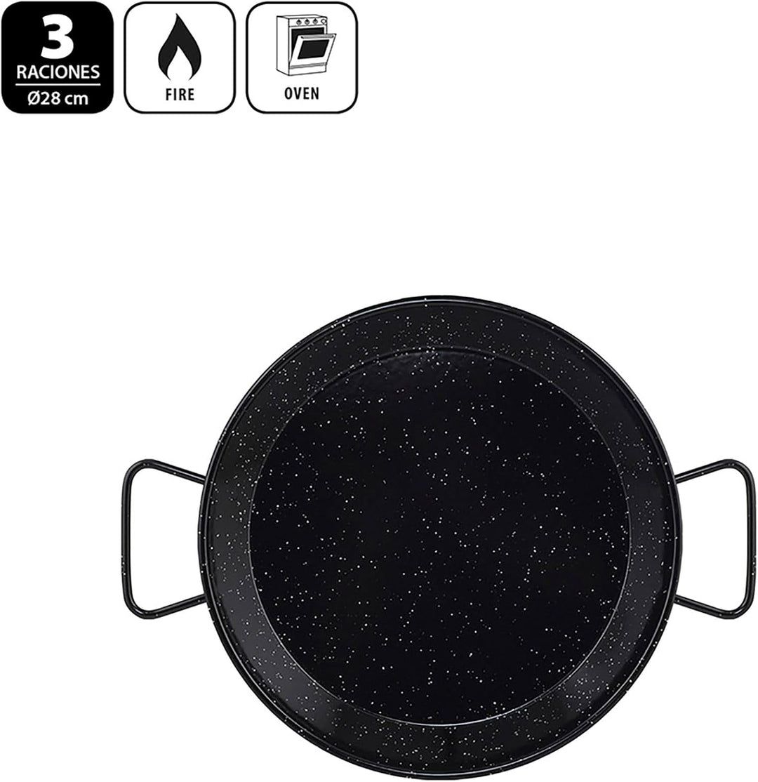 Metaltex - Paellabehälter aus emailliertem Stahl, 3 Portionen, 28 cm Emaille 3 Raciones, Emaille 3 R