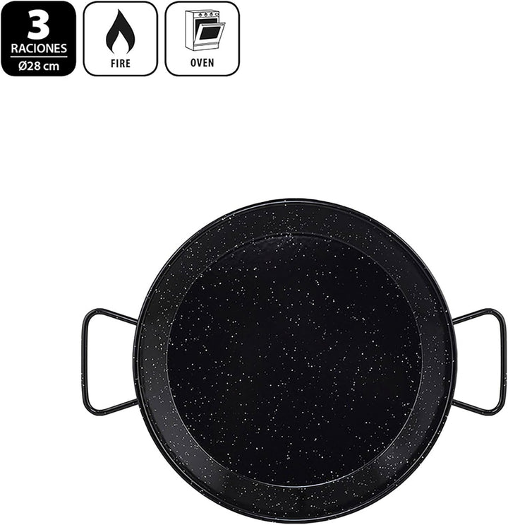 Metaltex - Paellabehälter aus emailliertem Stahl, 3 Portionen, 28 cm Emaille 3 Raciones, Emaille 3 R