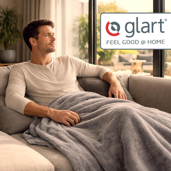Glart U2GM Kuscheldecke 150x200 cm aus Baumwolle-Polyacryl-Mix für Sofa Kuscheldecke Grau Meliert, K