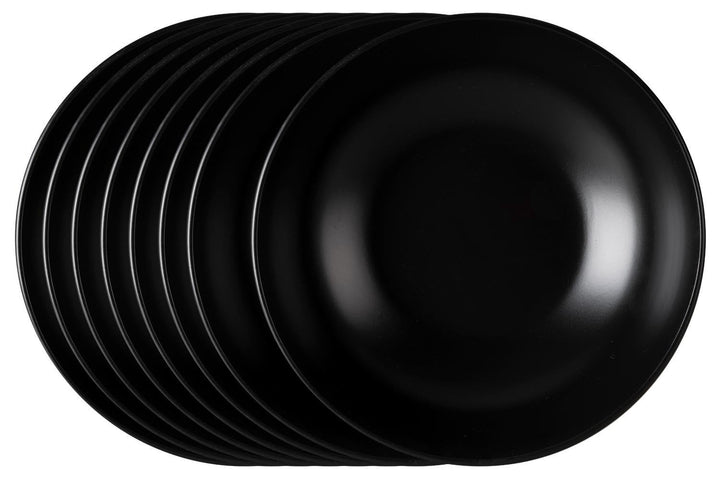 Suppenteller 8er Set Tiefteller Salatteller - Steingut - Schwarz Matt - Ø 20,5 cm