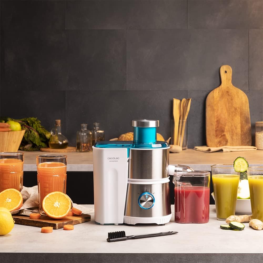 Cecotec 400-W Kompakt-Orbitalmixer Juice&Fresh 400 Titan White. Schwarzer titanbeschichteter Scheibe