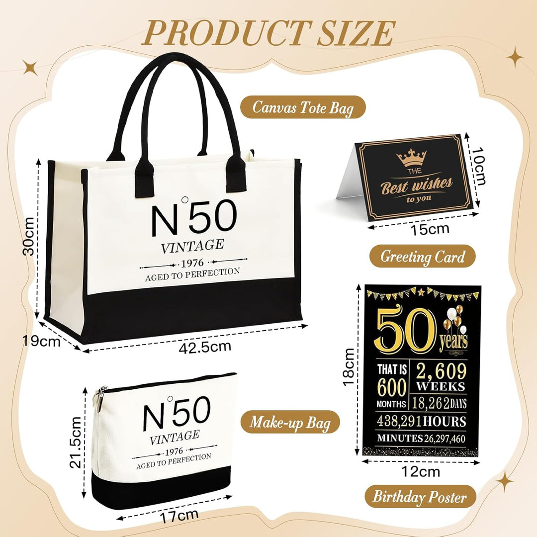 50.Geburtstagsgeschenke für Frauen Leinwand Tote Tasche Reiseausrüstung, 50 Jahre alte Geburtstagsge